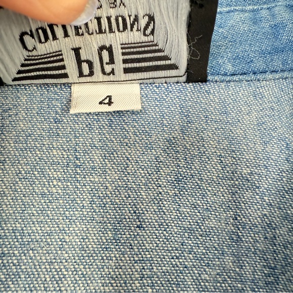 Vintage 90's Denim Cold Shoulder Jumpsuit w/Black Stirrup Pants w/Pockets Size 4 - Picture 7 of 17